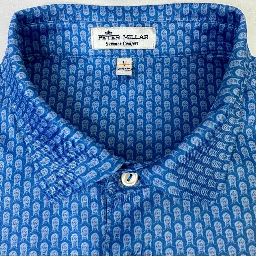 Peter Millar Summer Comfort David Bowie Golf Polo Mens Size Large RARE